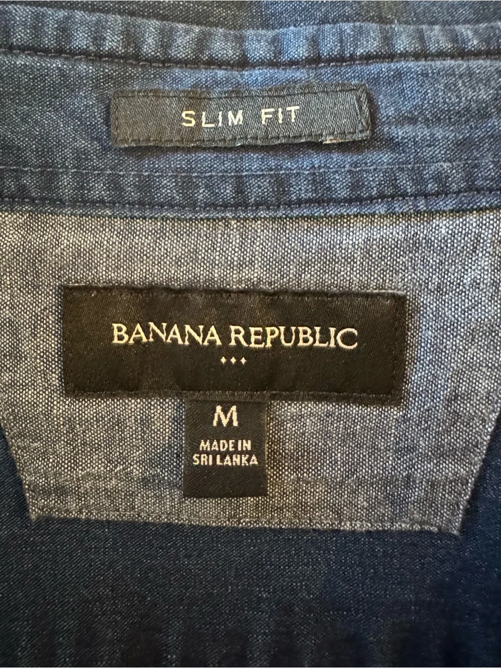 Banana Republic Slim Fit Dark Wash Denim Button Down Shirt Medium M